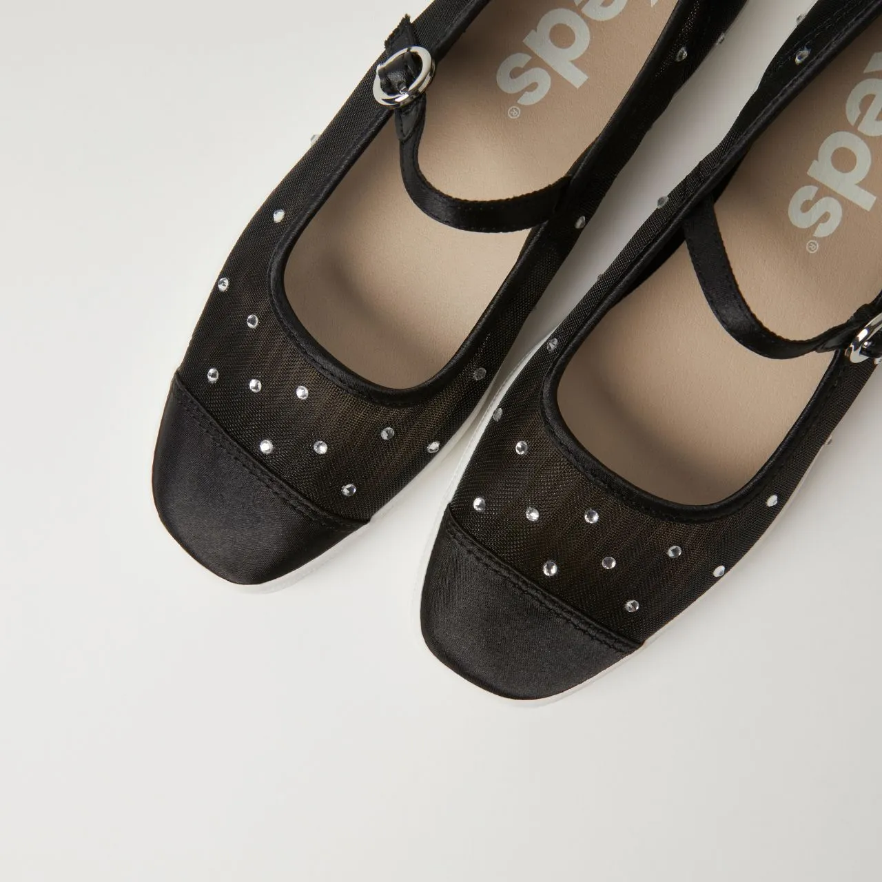 Square Toe Mary Jane Sheer Mesh Jewels
