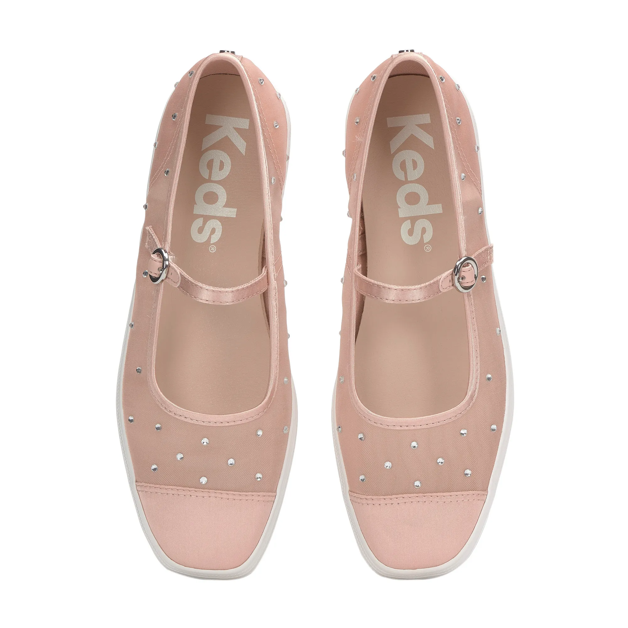 Square Toe Mary Jane Sheer Mesh Jewels - Image 6