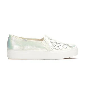 Triple Decker Canvas Floral Embellished Celebrations Slip On