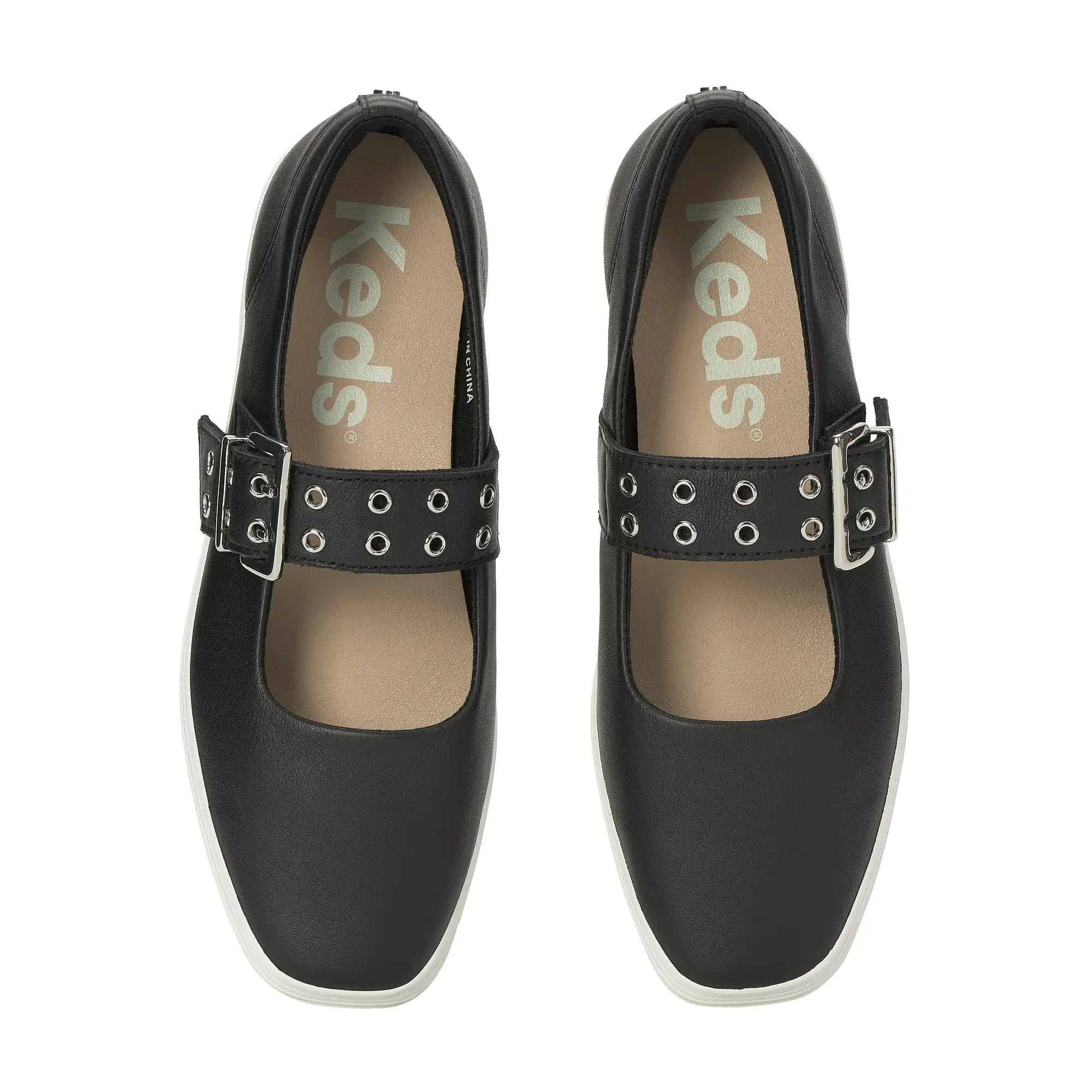 Square Toe Mary Jane Leather Grommet Buckle - Image 4