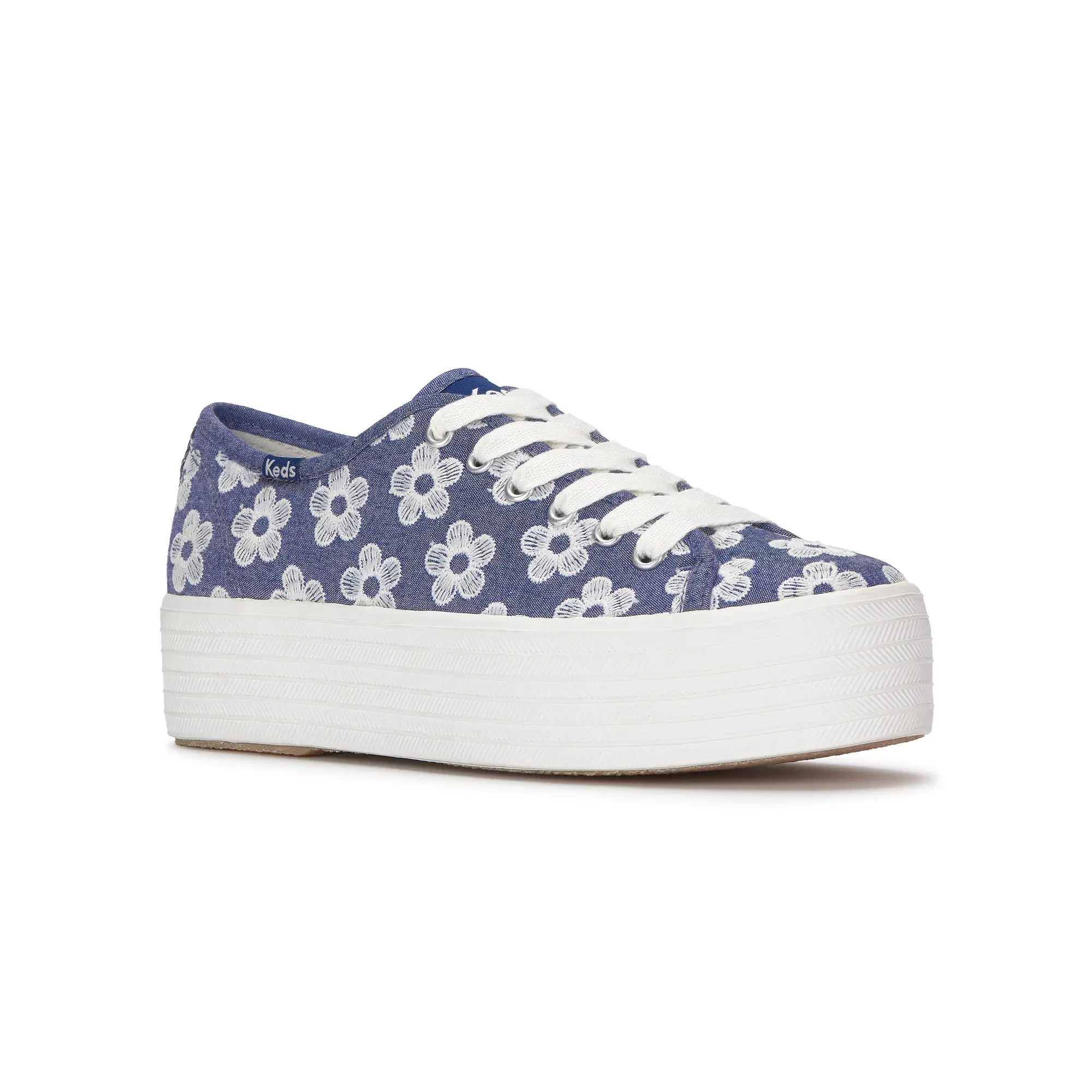 Triple Up Chambray Floral Embroidery Lace-Up - Image 3